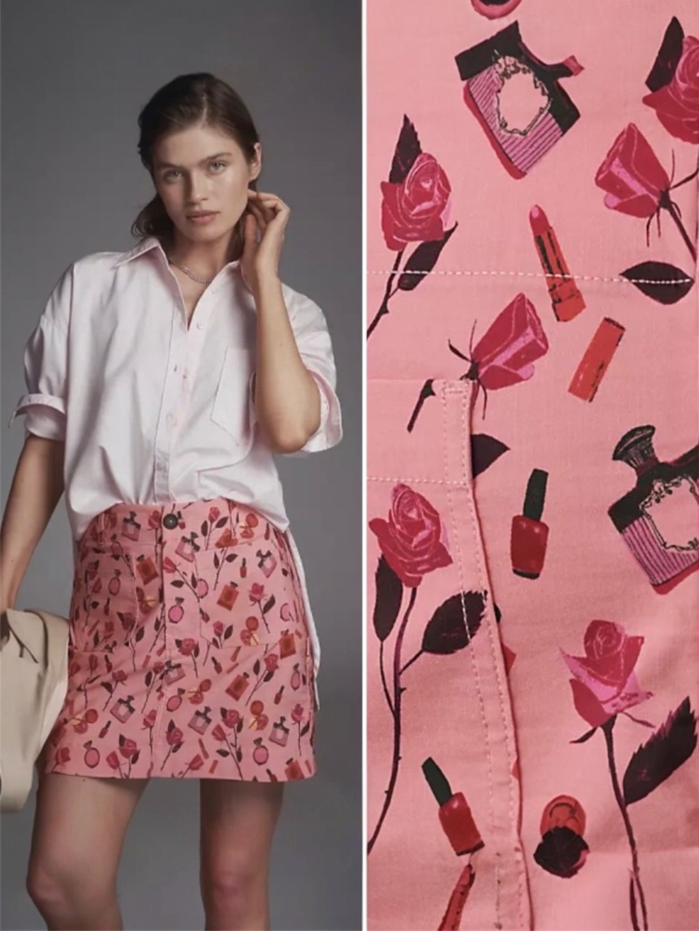 Anthropologie Maeve The Anisa Makhoul Colette Mini Skirt Pink Rose Size Small